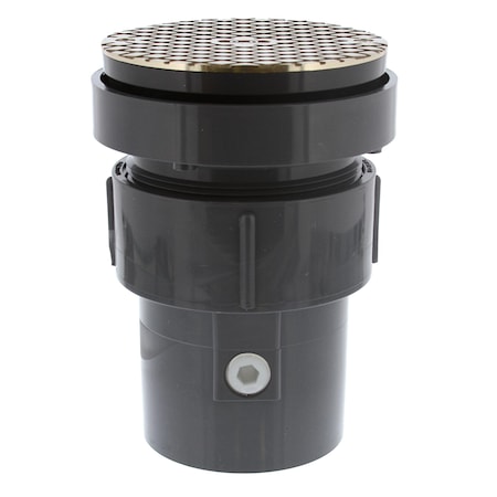 Jones Stephens 3inX4in LevelBest Complete Pipe Fit Cleanout System, 3-1/2in Plastic Spud, 5in Nickel Bronze Cover C59252